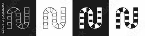 Set Board game icon isolated on black and white background. Vector