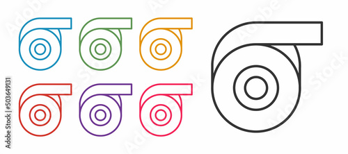Set line Scotch tape icon isolated on white background. Roll adhesive tape. Insulating tape. Set icons colorful. Vector