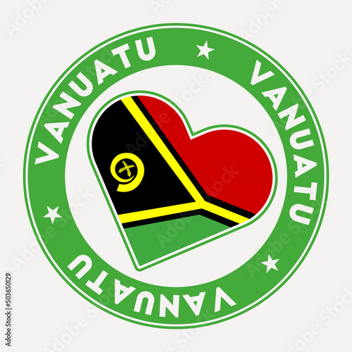 Vanuatu heart flag badge. From Vanuatu with love logo. Support the country flag stamp. Vector illustration.