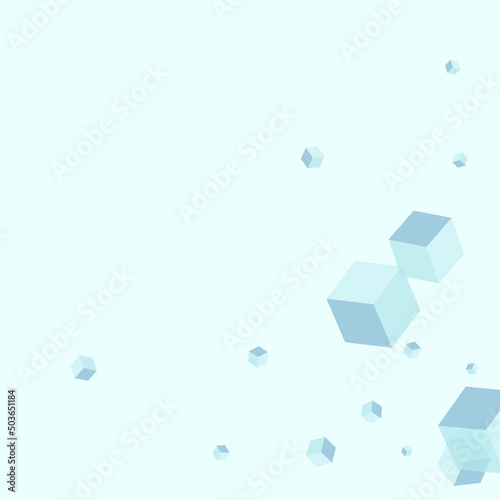 Monochrome Cube Background Blue Vector. Geometric Cover Design. Gray Block Group Card. Flow Template. Sky Blue Minimal Square.