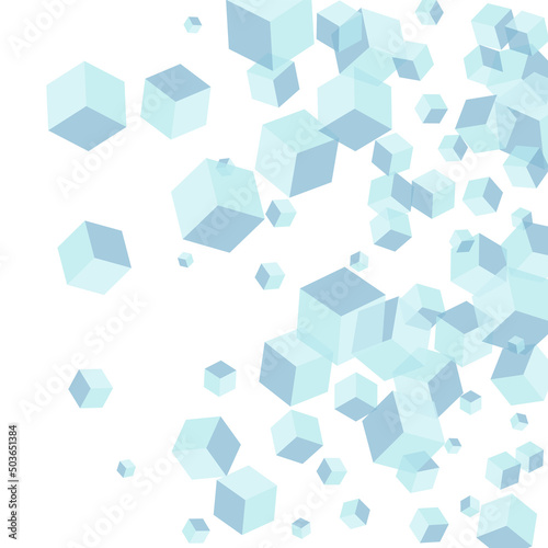White Block Background White Vector. Cubic Flying Template. Gray Geometric Template Design. Perspective Texture. Sky Blue Gift Box.