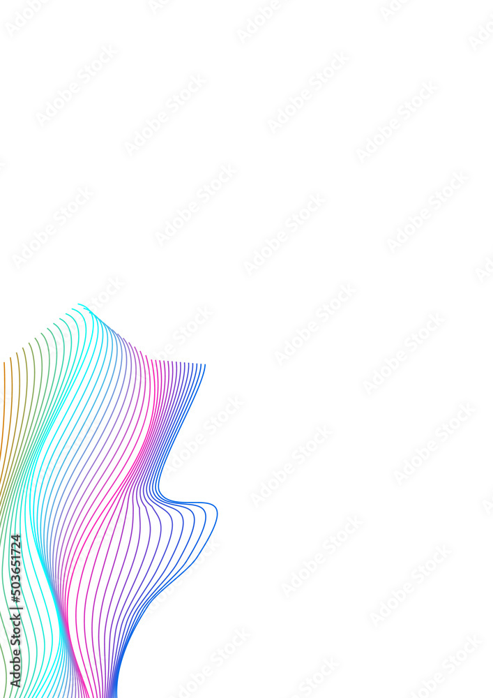 Colorful Wave Background White Vector. Technology Cover. Multicolored Line Infinity. Mesh Twisted Poster. Gradient Futuristic Contour.