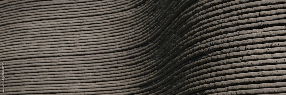3D printed concrete wall, architectural background banner