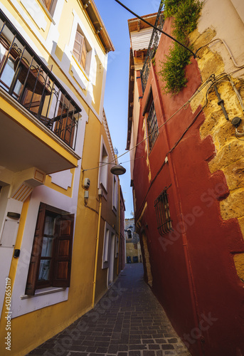 Fototapeta Naklejka Na Ścianę i Meble -  Venetian architecture in narrow stone streets of old town Chania in Crete, Greece