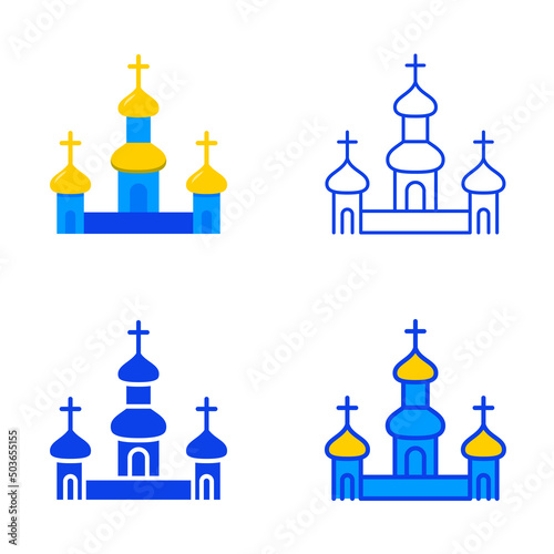 Christian church domes icon set