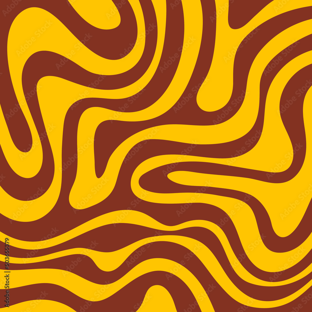 Abstract square aesthetic background with yellow and brown waves. Trendy  vector illustration in style retro 70s, 80s. Stock Vector | Adobe Stock