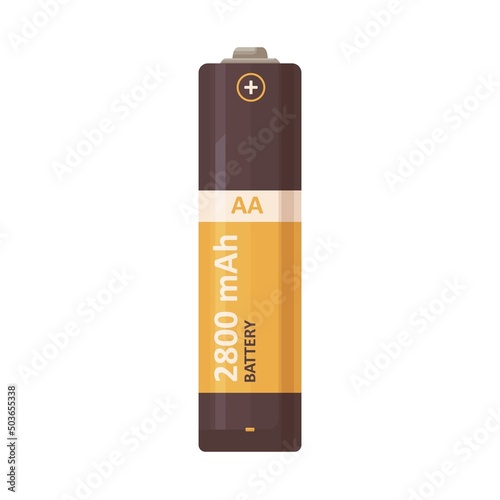 AA battery icon. 2 two, double A type size of power item. Dry alkaline electrical energy cylinder cell. Rechargeable cylindrical object. Flat vector illustration isolated on white background