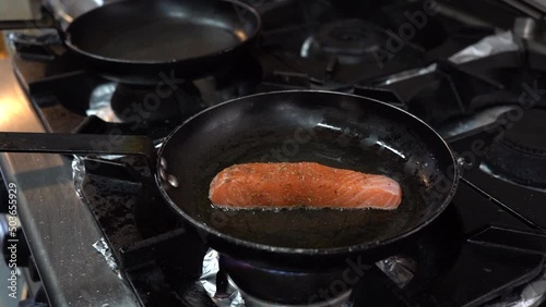 We just put a piece of salmon to fry. photo