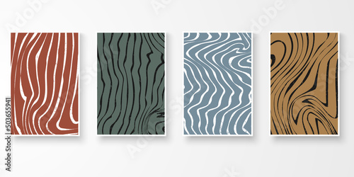 Set of contemporary zebra pattern wall art. Abstract colorful organic line art. Art print, cover, poster. Natural shape graphic vector illustration.