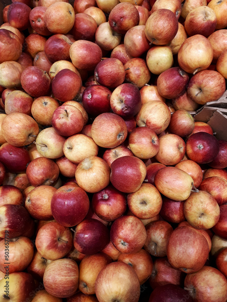 Fruits in a street market - apples. Fruits in a street market - apples.
