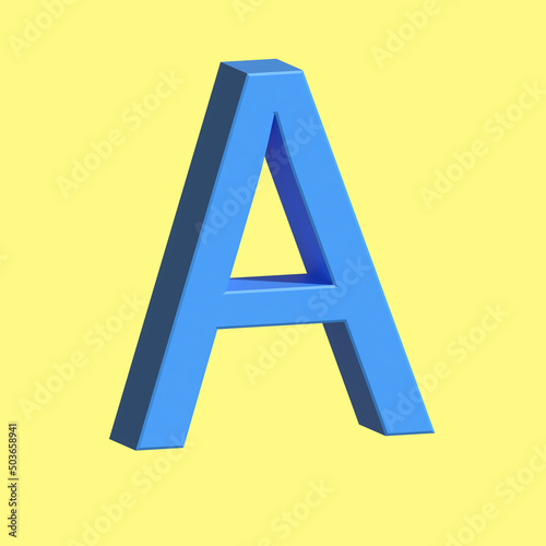 blue letter A logo isolated from yellow background