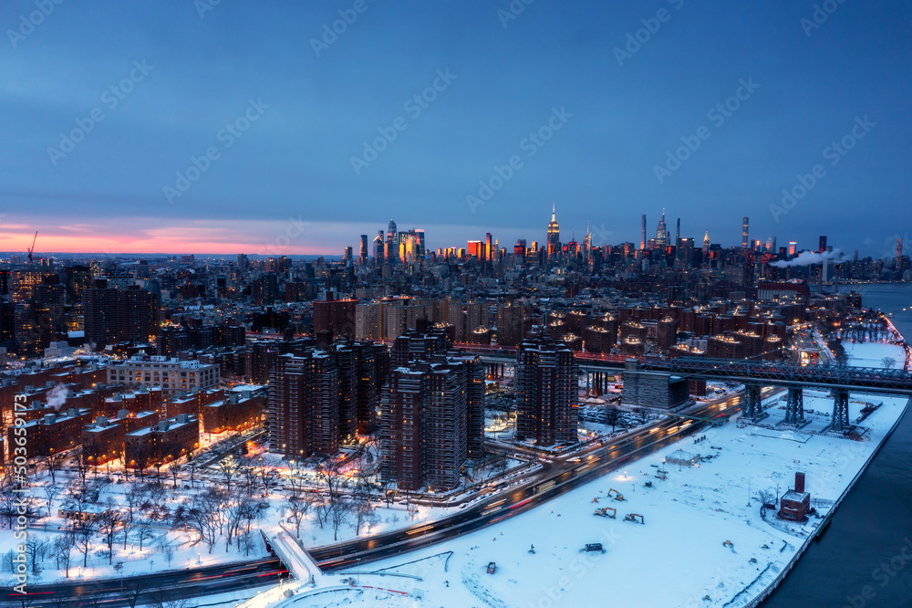 Aerial view on FDR and Downtown Manhattan