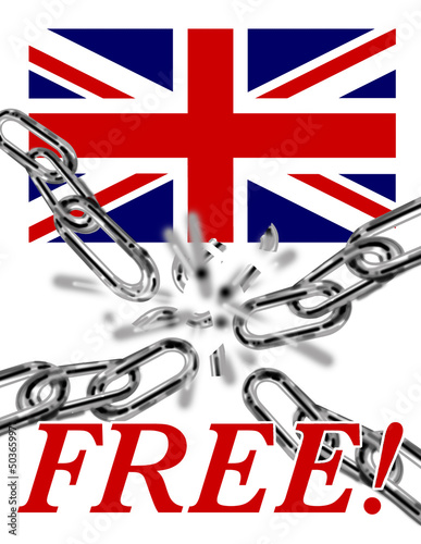 Union Jack with breaking chains. Free.