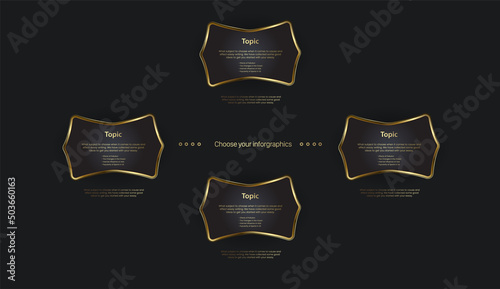 Group of Golden luxury option buttons design, A set premium buttons infographics template 4 circles options vector, illustration designs