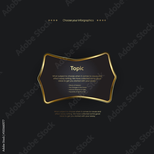 One Golden luxury option buttons design on dark background, a premium button infographic option vector, illustration