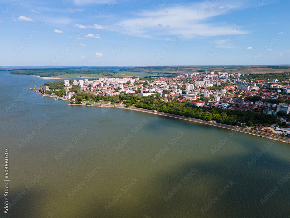 Aerial view of town Silistra in the coast of river Danube