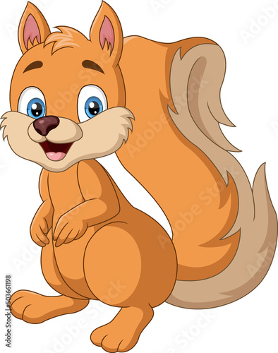 Cute little squirrel cartoon isolated on white background