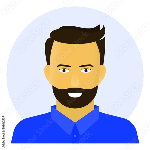Smiling man in blue shirt
