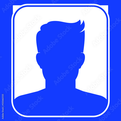 blue silhoutte man with border
