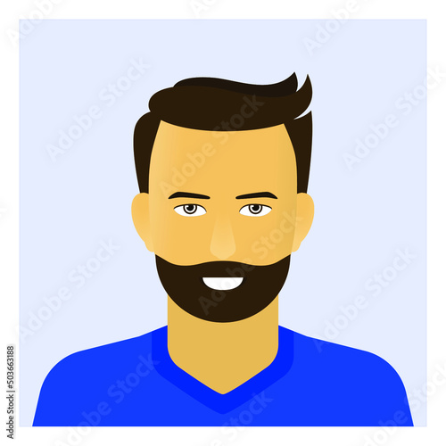 Smiling man in blue t-shirt v-neck