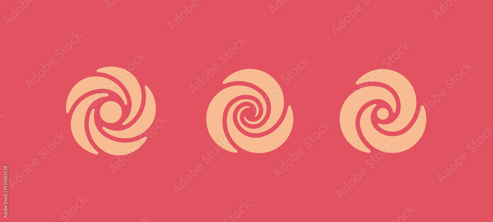 Rosebud symbol. Set of 3 geometric shape. Modern linear design print. Modern abstract linear compositions and graphic design elements. Rosebud symbol. Set of 3 geometric shape. Modern linear design print. Modern abstract linear compositions and graphic design elements.