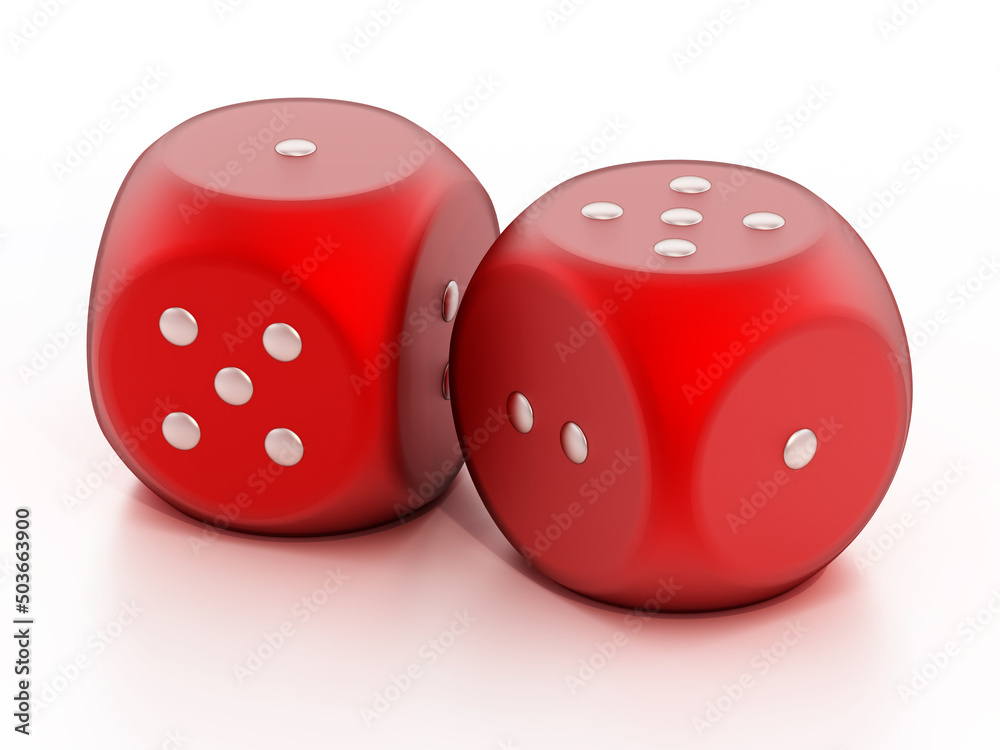 Two dice isolated on white background. 3D illustration Two dice isolated on white background. 3D illustration