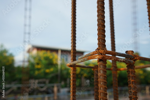 deformed steel column Preparing for the construction of reinforced concrete buildings
