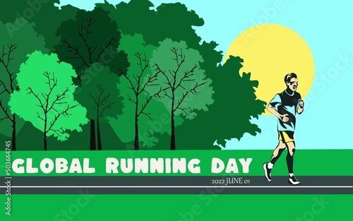 Global running Day in June vector banner design. World running day concept