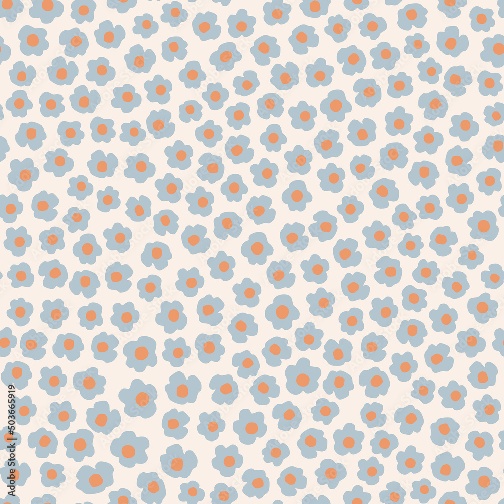 Abstract floral seamless pattern in retro style. Simple surface design with abstract small flowers. Abstract floral seamless pattern in retro style. Simple surface design with abstract small flowers.