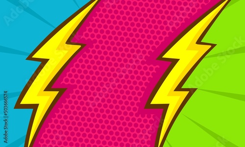 Comic colorful background with thunder 