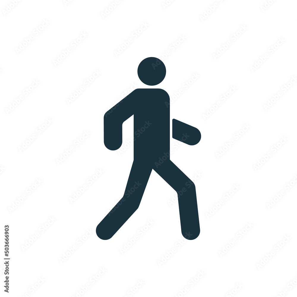 Man Walking Way Silhouette Black Icon. Person Run Glyph Pictogram. Pedestrian Walk on Street Sign. Walkway People Symbol. Walker Human on Road. Athlete Exercising. Isolated Vector Illustration