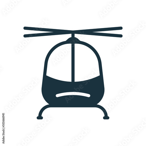 Black Fly Helicopter Silhouette Icon. Military, Medical Flight Copter Pictogram. Aviation Transport Icon. Civil Tourism Fuselage Symbol. Helicopter Rotate Propeller Sign. Isolated Vector Illustration