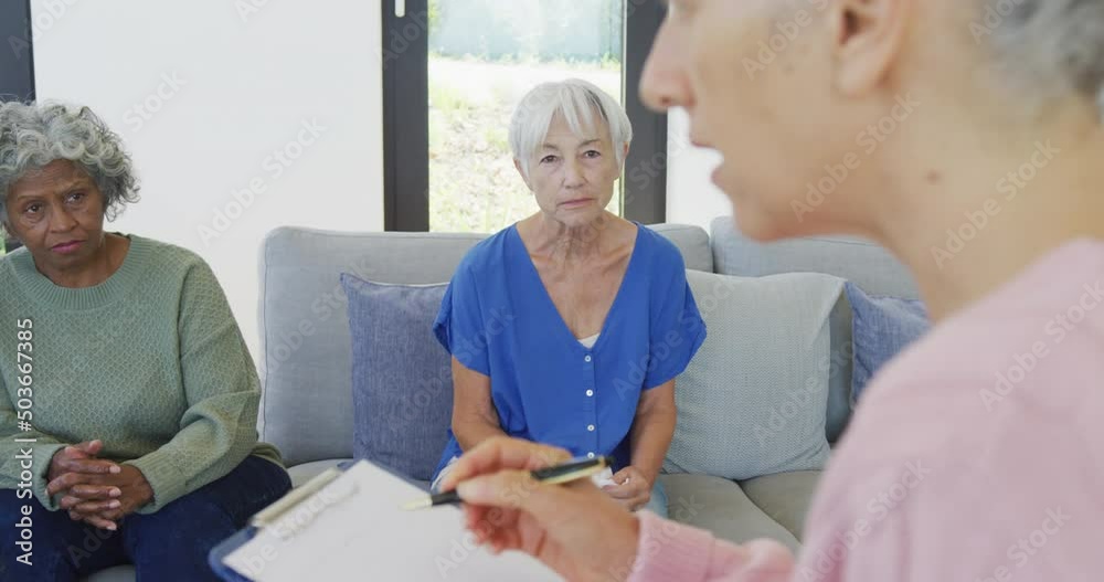Senior diverse people at meeting talking at retirement home Senior diverse people at meeting talking at retirement home