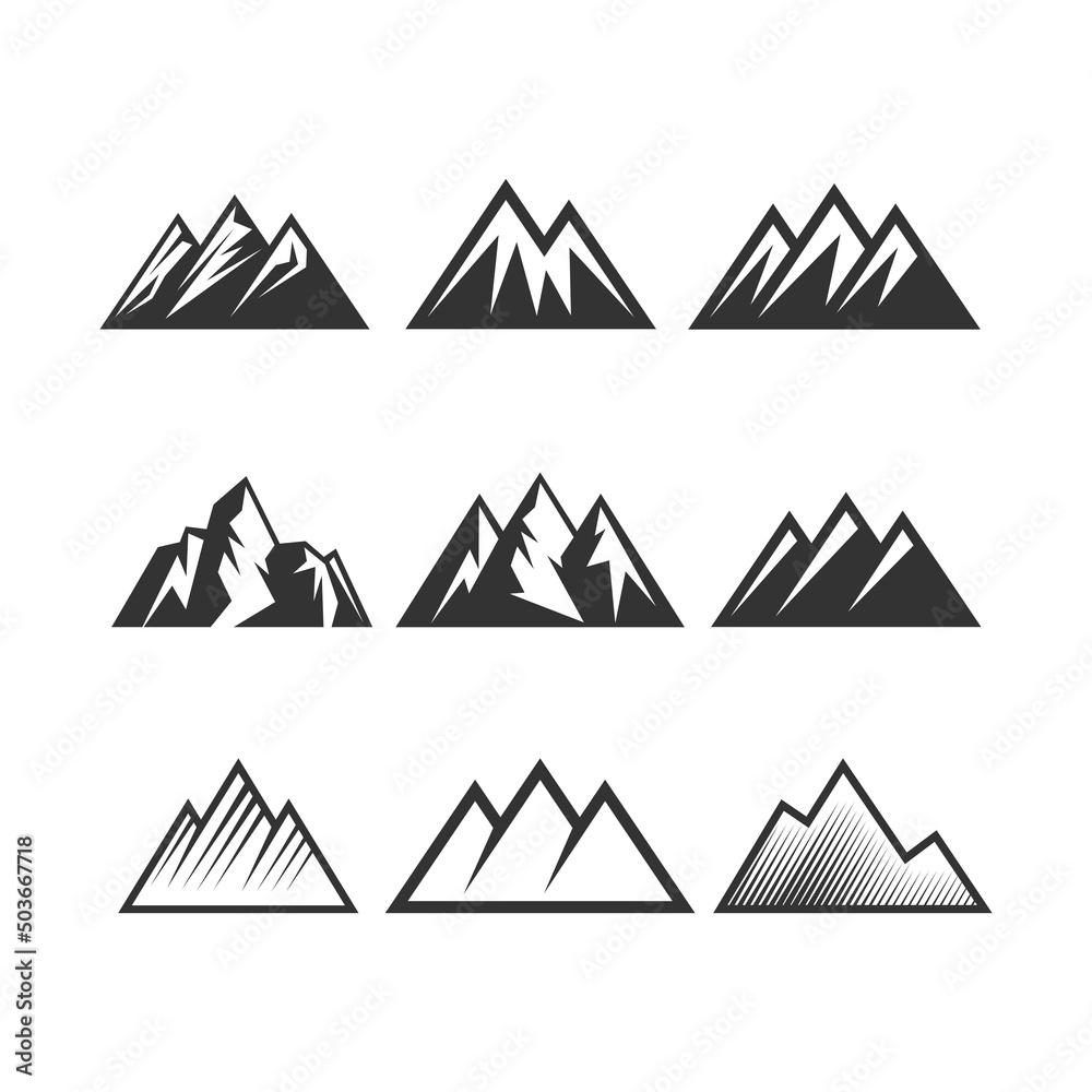 Set of vector logos mountains
