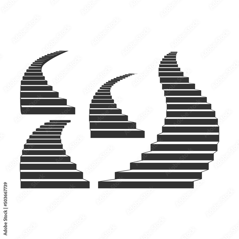 Fototapeta premium A set of vector stairs leading up, to the exit, to heaven.