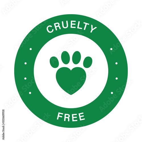 Cruelty Free, No Tested on Animals Pet Imprint Silhouette Icon. Paw Footprint in Heart Animal Love Pictogram. Not Trial Animals Stamp. Product No Test in Laboratory. Isolated Vector Illustration