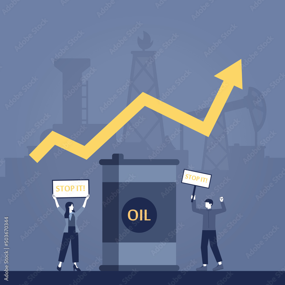 The oil price is rising concept. Barrels of crude oil or petroleum The oil price is rising concept. Barrels of crude oil or petroleum