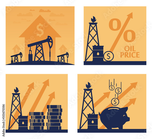 Oil price rising up. Crude oil commodity price growth, high demand