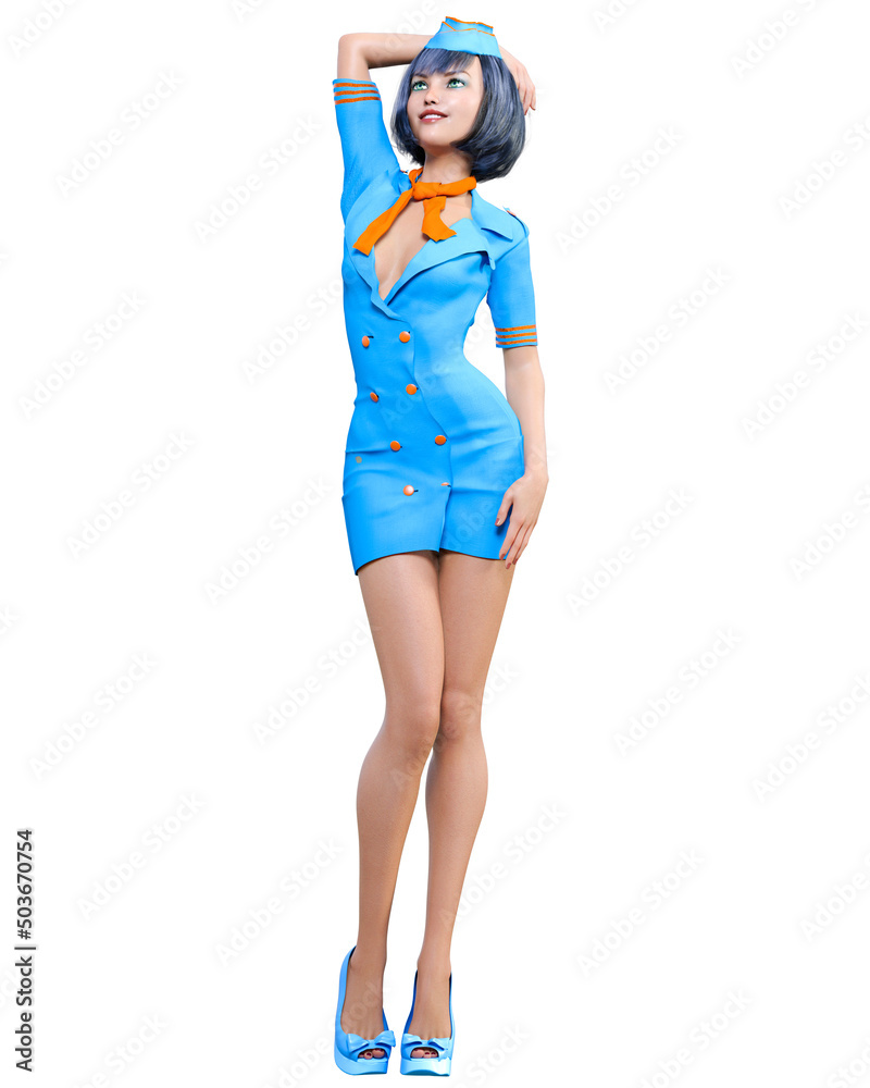 Fototapeta premium High beautiful girl Stewardess.