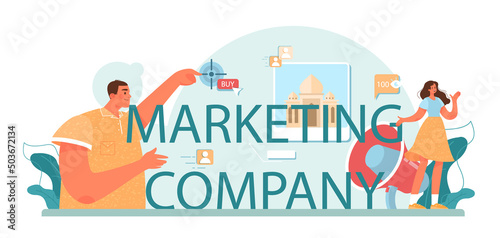 Marketing campany typographic header. Travel company promotion