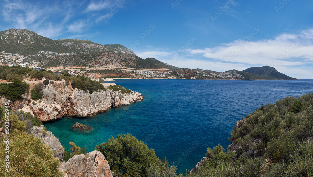 Majestic panoramic view of Kalkan - one of the most beautiful villages of Turkish Riviera