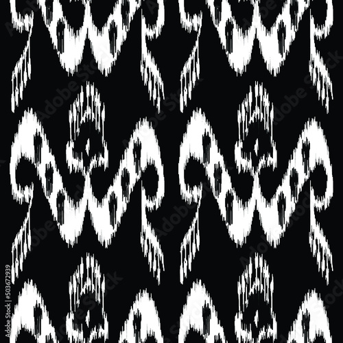 Traditional silk fabric pattern - ikat or adras (in Uzbek), a national textile product of Central Asian countries, for producing this fabric usually used handmade technologies. 