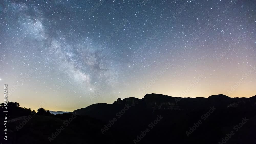 Time lapse of Milky way in Puigsacalm peak, La Garrotxa, Spain Time lapse of Milky way in Puigsacalm peak, La Garrotxa, Spain