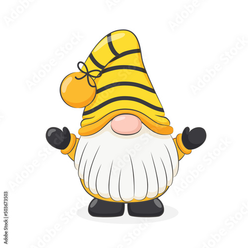 Gnomes bee. Spring-summer dwarf. Vector illustration.