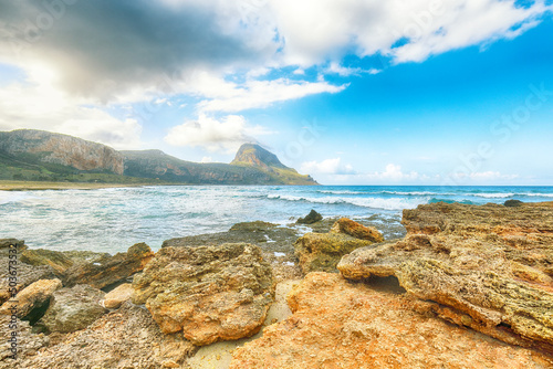 Picturesque seascape of Isolidda Beach near San Vito cape.