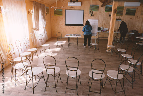 The premises for the training. Chairs are arranged in a circle photo