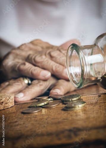Elderly retired woman and her savings