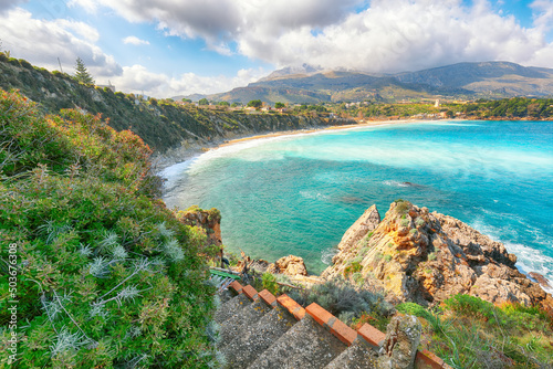 Amazing seascape of Guidaloca Beach near Castellammare del Golfo. photo