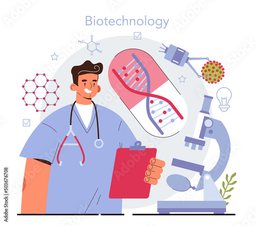Biotechnology concept. Cellular and biomolecular processes research