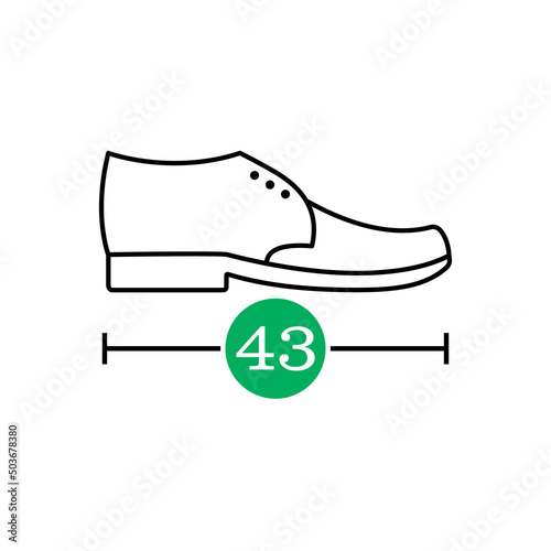 Shoe size icon. Isolated vector illustration on white background.